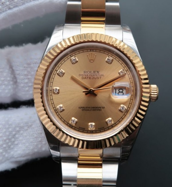 Rolex Date Just II 41mm SS/YG YG Dial Diamonds Marker SS/YG Bracelet A3136