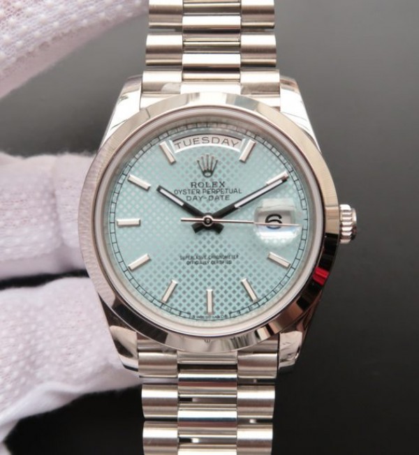 Rolex Day-Date 40mm 228206 Noob Textured Ice Blue Dial Bracelet A3255