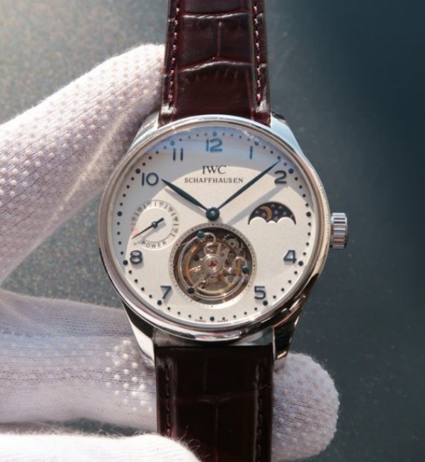 IWC Portuguese Tourbillon Blue Markers Power Reserve Moonphase White Dial