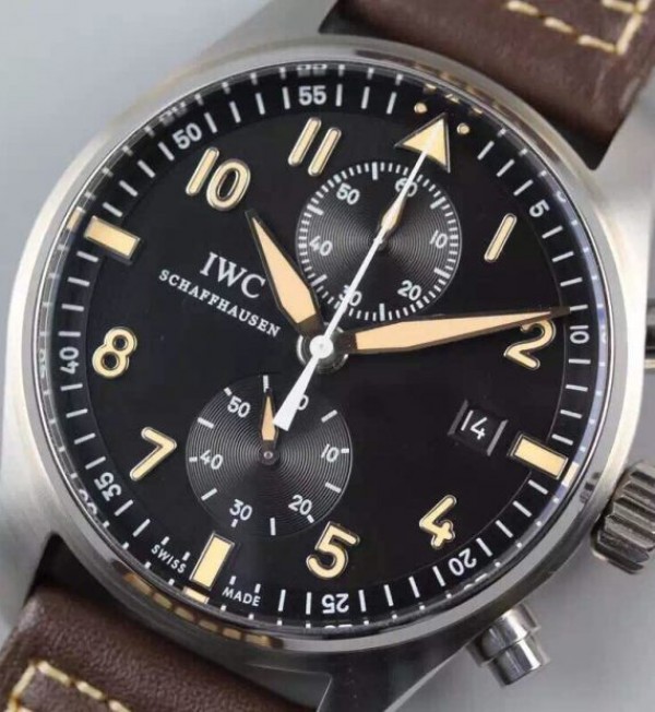 IWC V6 Pilot Chrono IW387808 SS Black Dial A7750