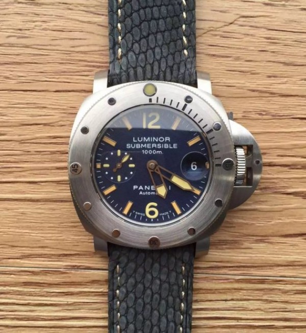 Panerai Luminor Submersible PAM087 Blue Dial Leather Strap A7750