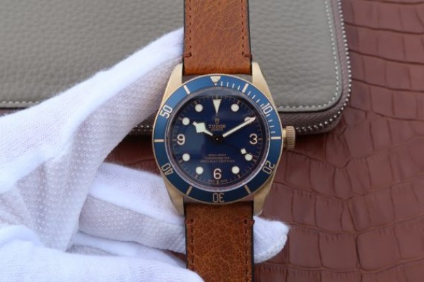 Tudor Heritage Black Bay Bronze Blue ZF Aged Brown Leather Strap A2824