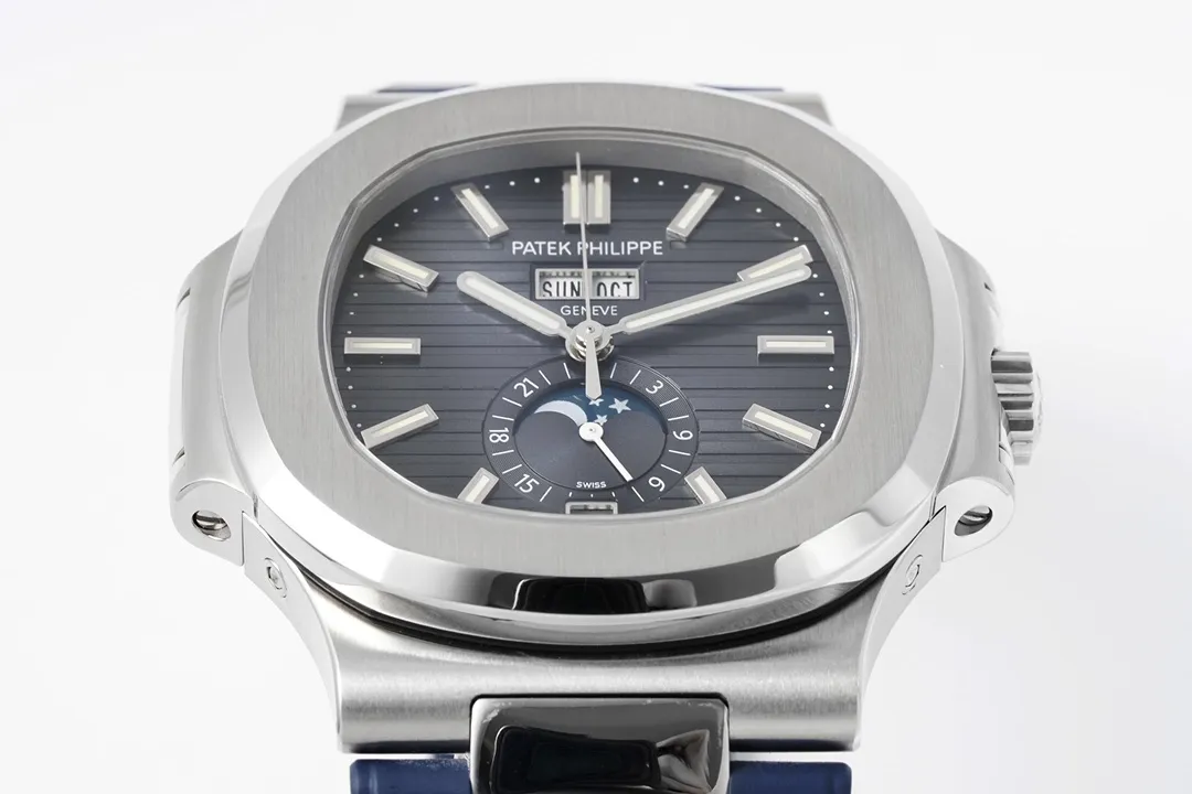 Patek Philippe Blue Nautilus Rubber Strap Watch - gallery