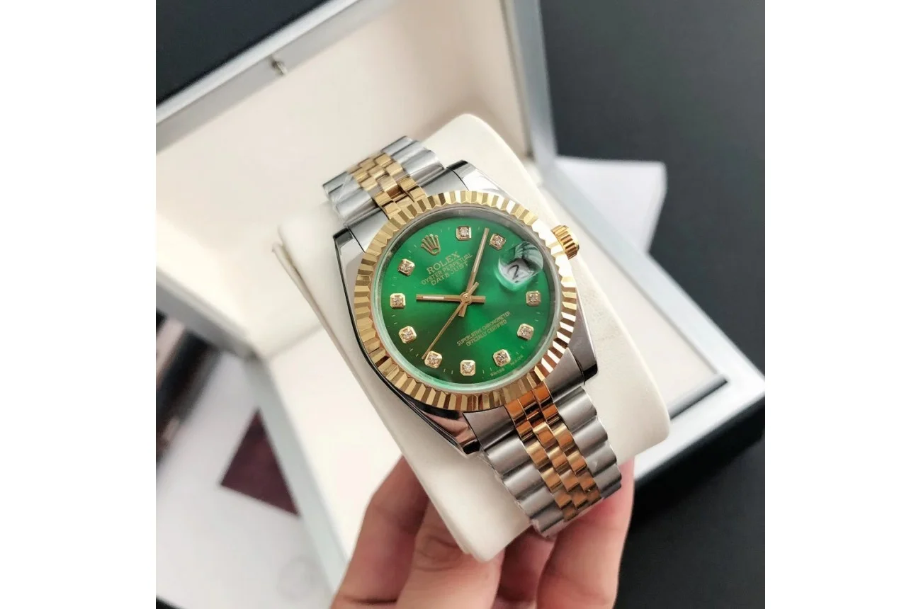 Couple Watches Rolex Datejust 36/28mm RG/SS Jub Green/Dial - gallery
