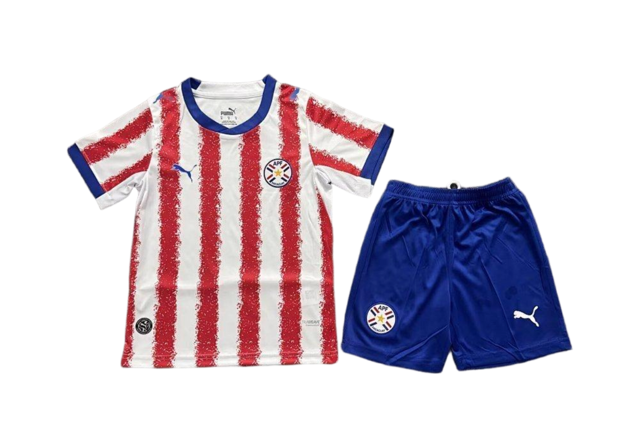 2026 Paraguay Home World Cup Soccer Kids Kit Jersey+Shorts
