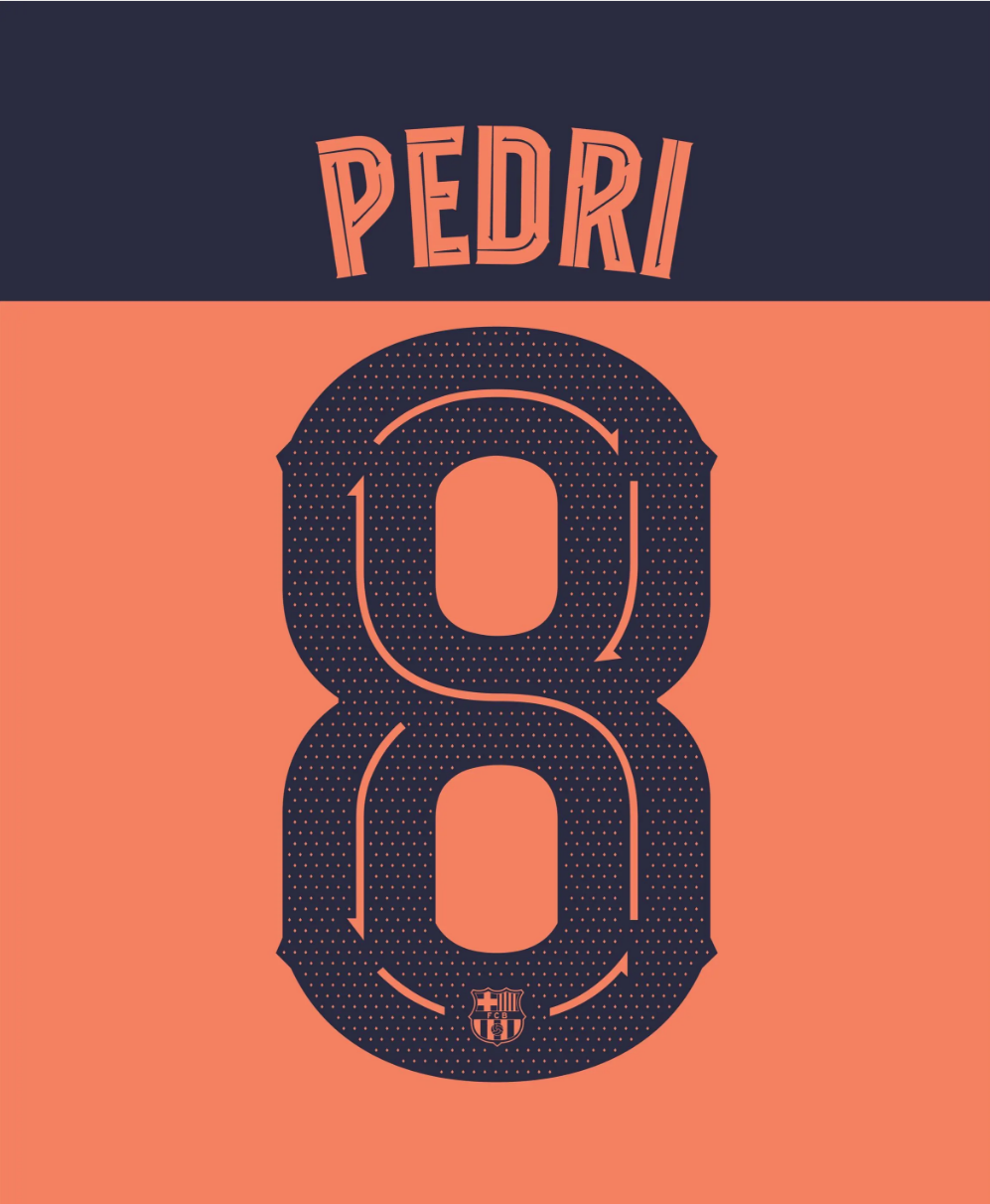 Pedri 8 (Official FC Barcelona 2025/26 Third Name & Numbering - Cup
