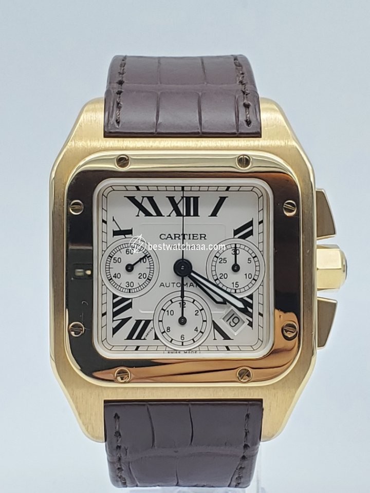 Cartier Santos 100 Mens watch Unisex Automatic Rose gold W20131Y1