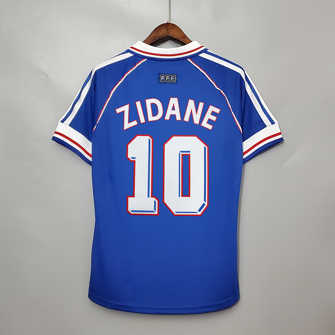 1998 France Zidane #10 World Cup Home Retro Jersey