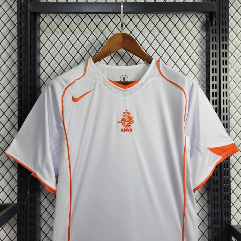 2004 Netherlands  Away Retro Jersey White - view 5