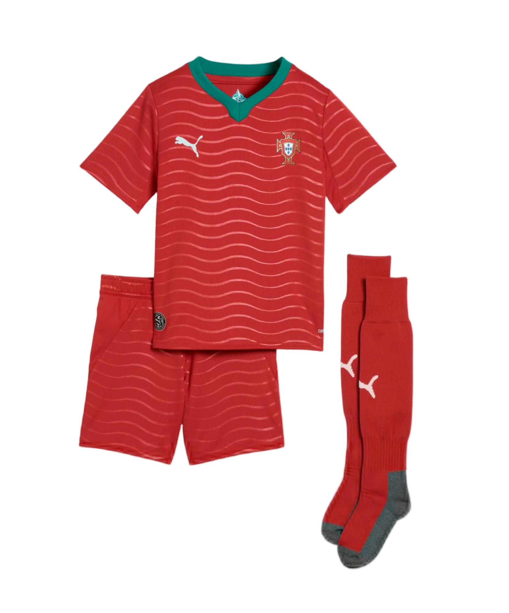 2026 Portugal Home World Cup Full Soccer Kids Kit Jersey+Shorts+Socks