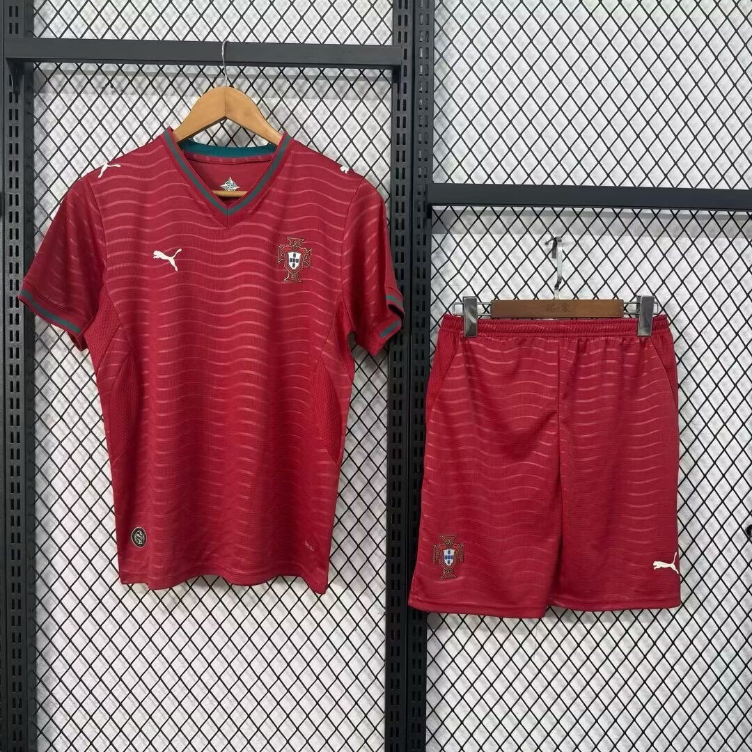 2026 Portugal Home World Cup Soccer Kids Kit Jersey+Shorts