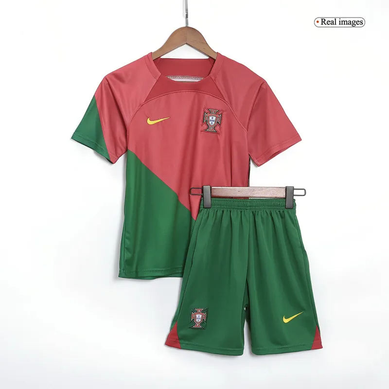2022 Portugal World Cup Home Soccer Kids Kit Jersey+Shorts - view 12