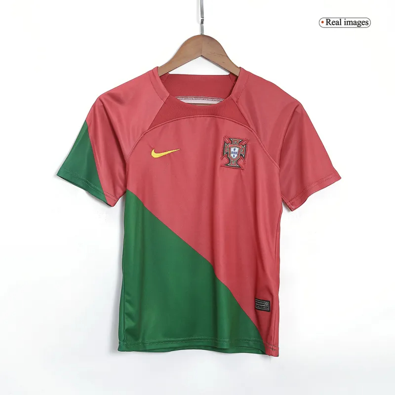 2022 Portugal World Cup Home Soccer Kids Kit Jersey+Shorts - view 4