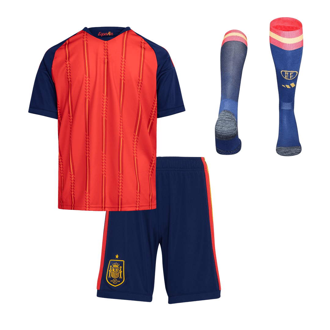 2026 Spain Home World Cup Soccer Kids Full Kit Jersey+Shorts+Socks - view 4