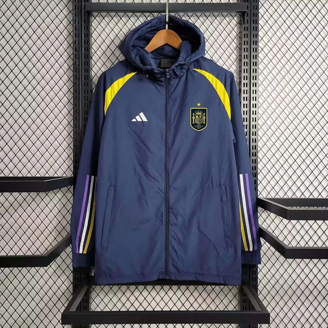 2023 Spain Windbreaker Navy blue Soccer Jersey 1:1 Thai Quality