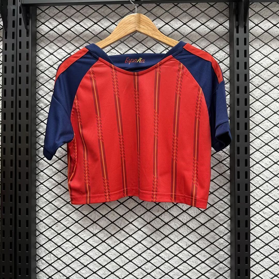 2026 Spain Home World Cup Soccer Women Crop Top Jersey - view 3