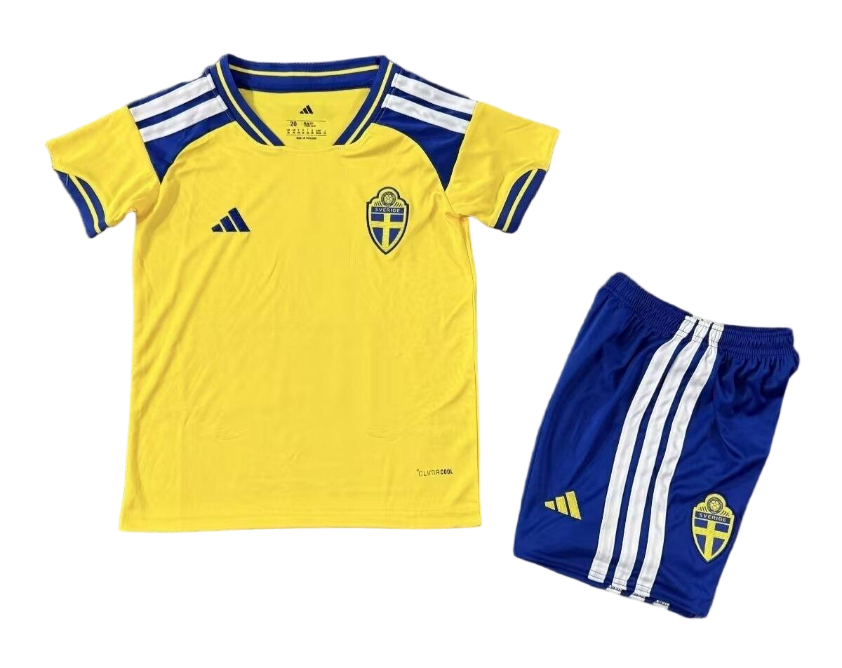2026 Sweden World Cup Home Football Kids Kit Jersey+Shorts