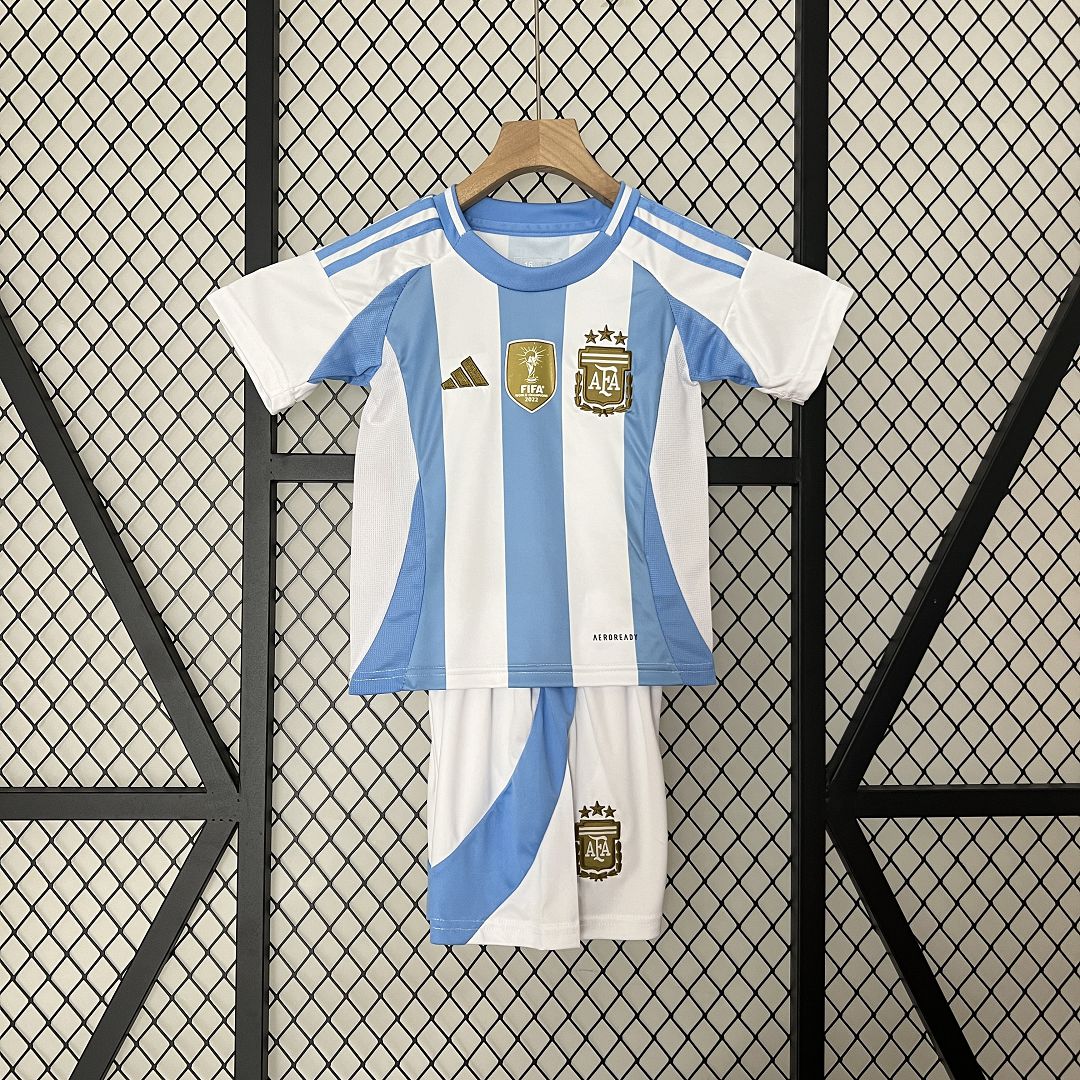 2023/24 Argentina Copa America Home Soccer Kids Kit Jersey+Shorts