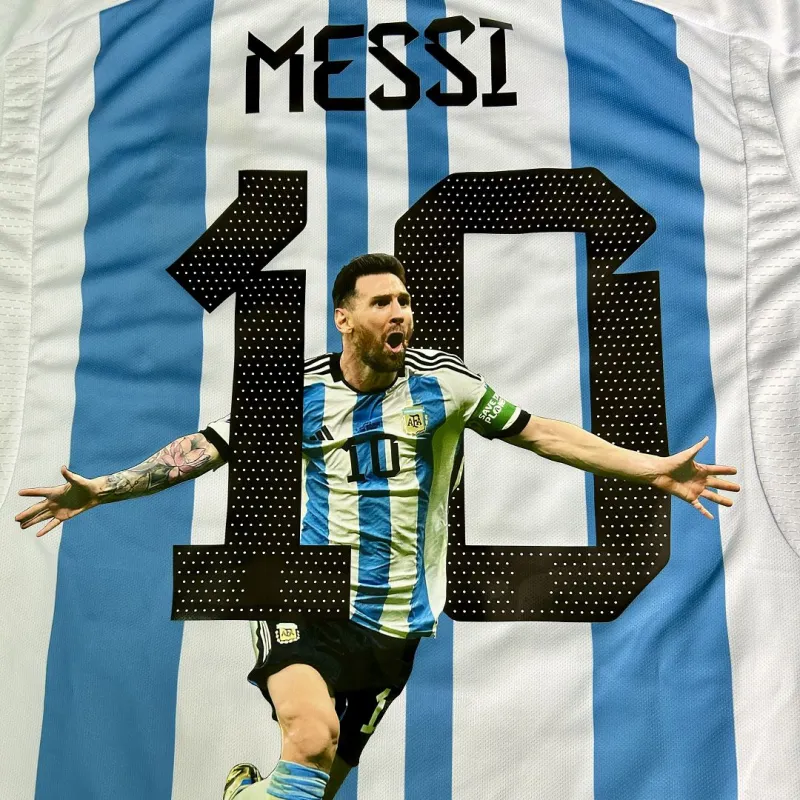 2022 Argentina World Cup Champion Edition 3 stars Home Jersey Print "Messi" - view 4