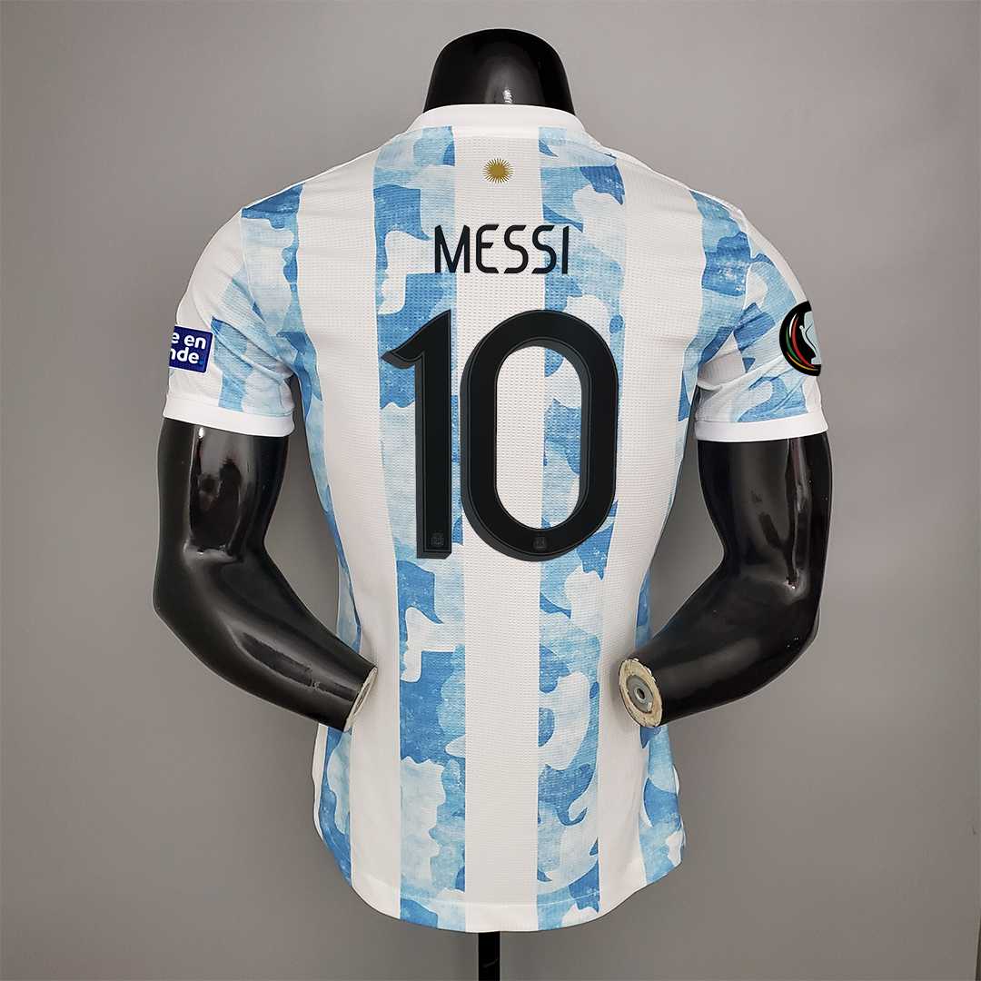 2020 Argentina Home Soccer Jersey Messi#10 With the Patches Player Version - view 3