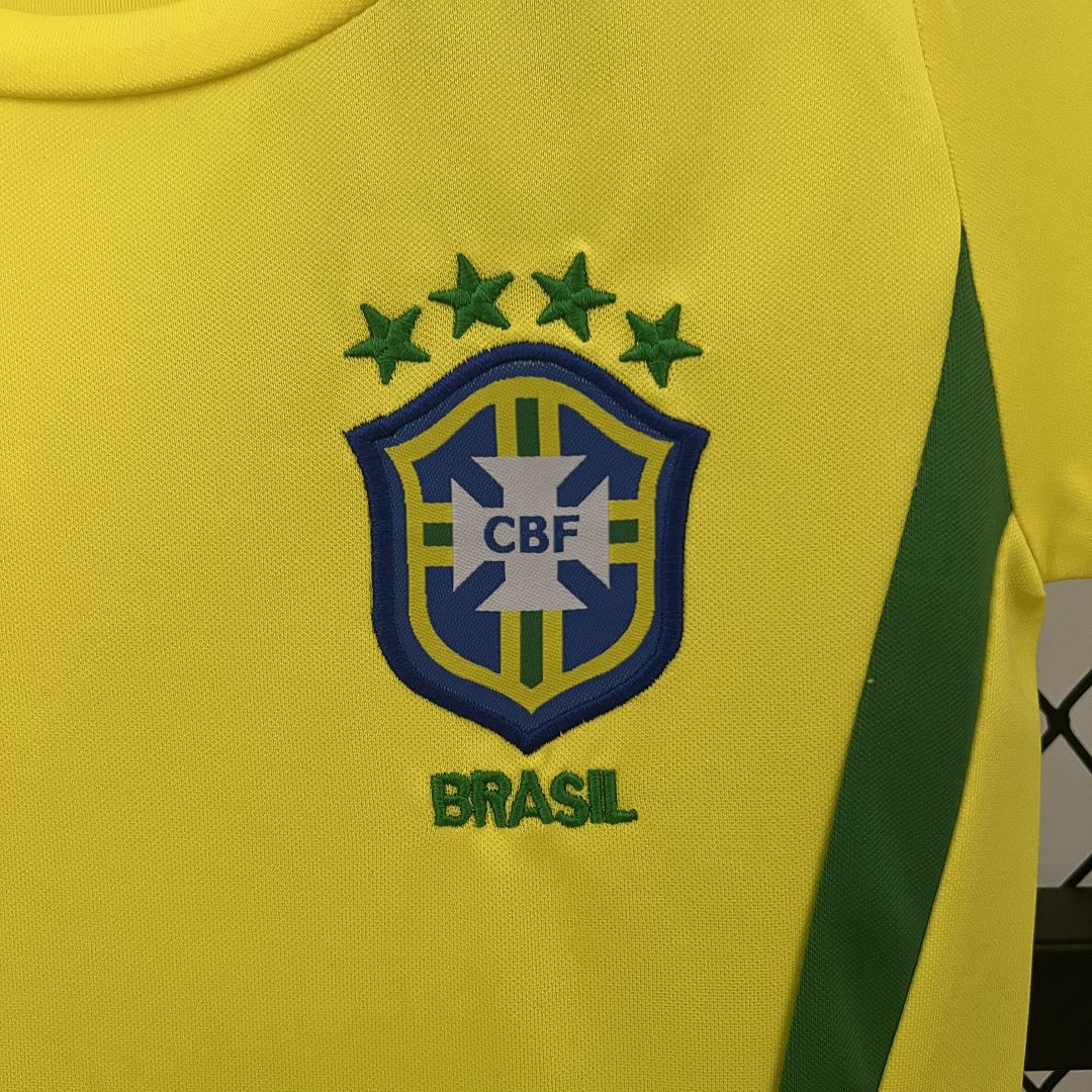 2002 Brazil World Cup Home Retro Kids Kit Jersey+Shorts - view 4