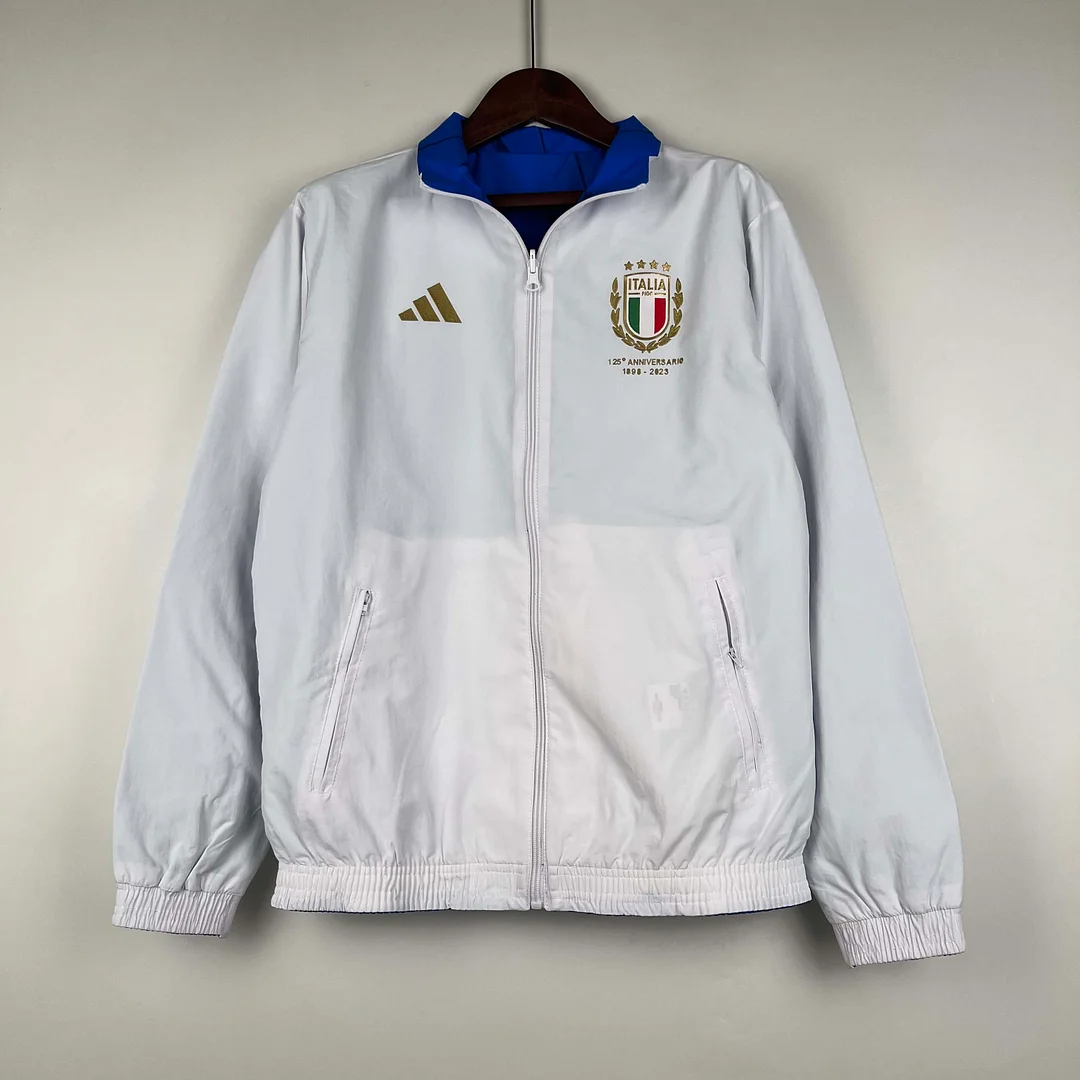 2023-2024 Italy Reversible Windbreaker （White-Blue）Soccer Jersey 1:1 Thai Quality - view 4