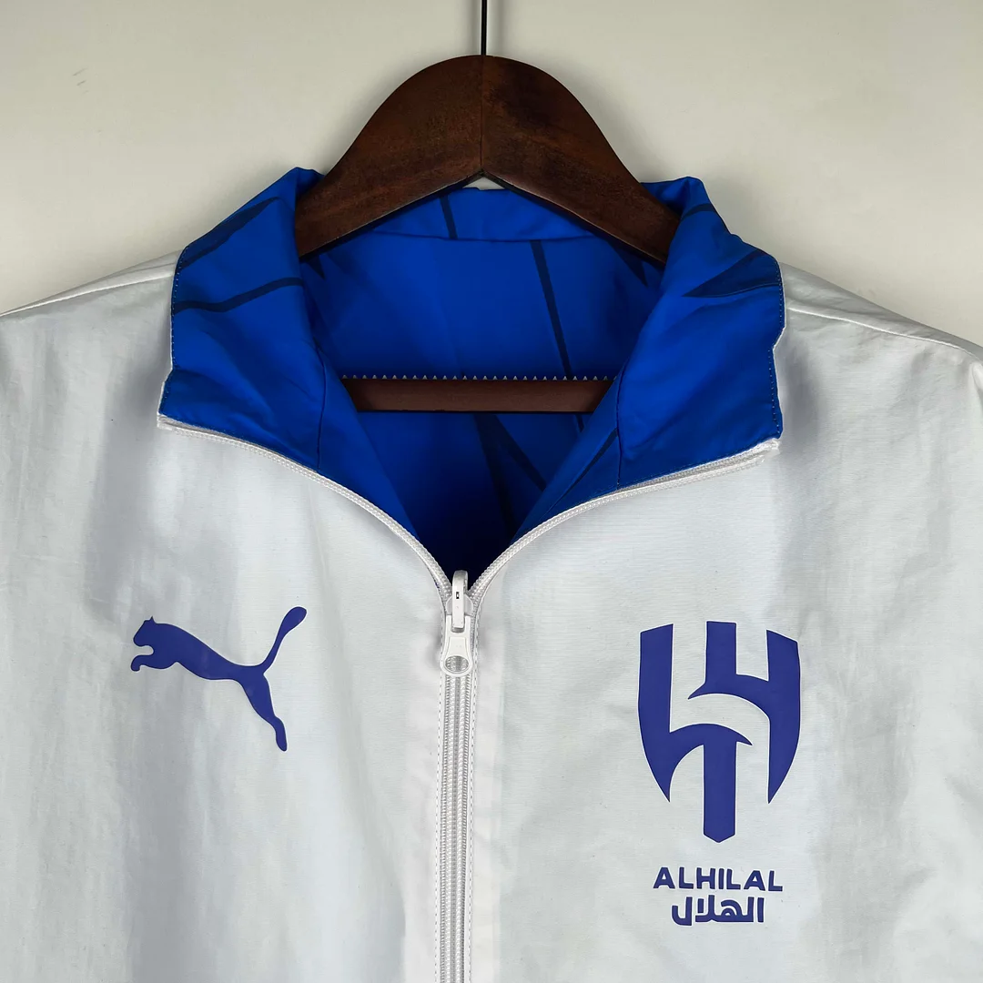 2023/2024 Al-Nassr Reversible Windbreaker（White-Blue）Soccer Jersey 1:1 Thai Quality - view 13
