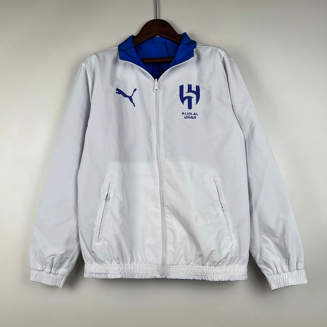 2023/2024 Al-Nassr Reversible Windbreaker（White-Blue）Soccer Jersey 1:1 Thai Quality - view 6