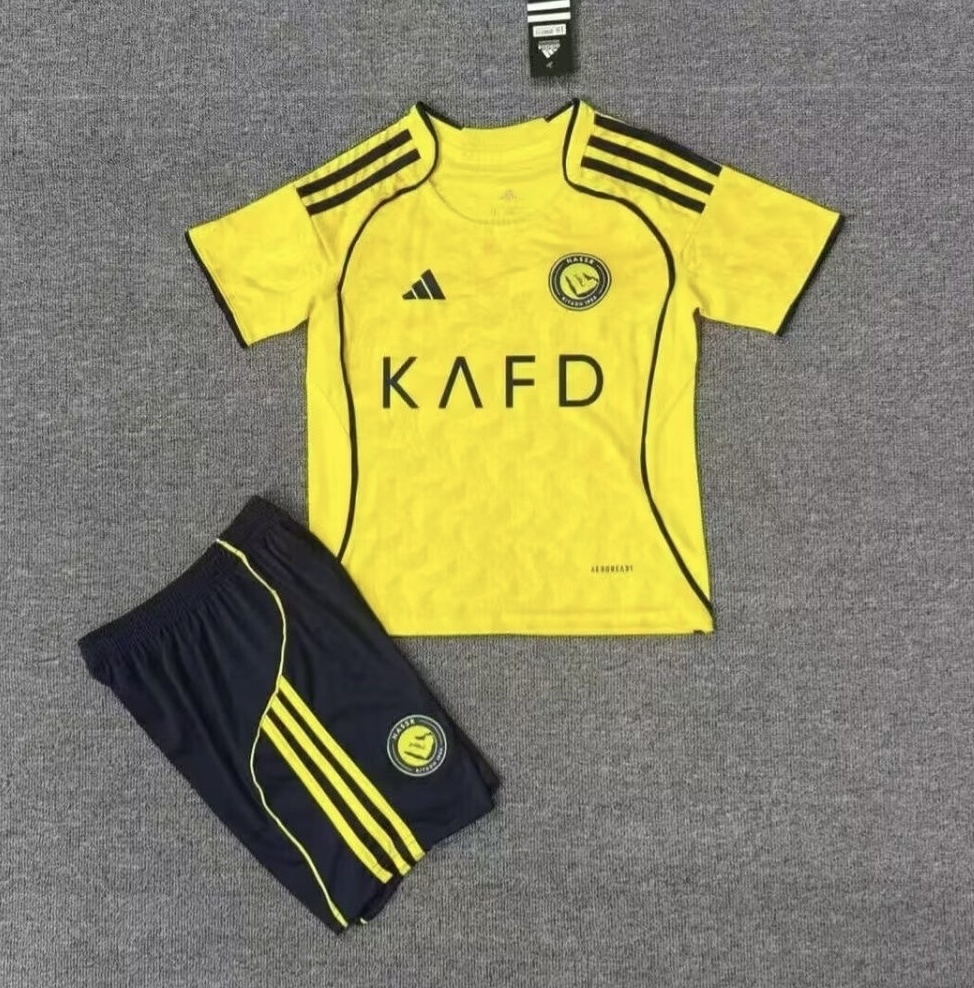25-26 Al-Nassr Victory Home Soccer Kids Kit Jersey+Shorts