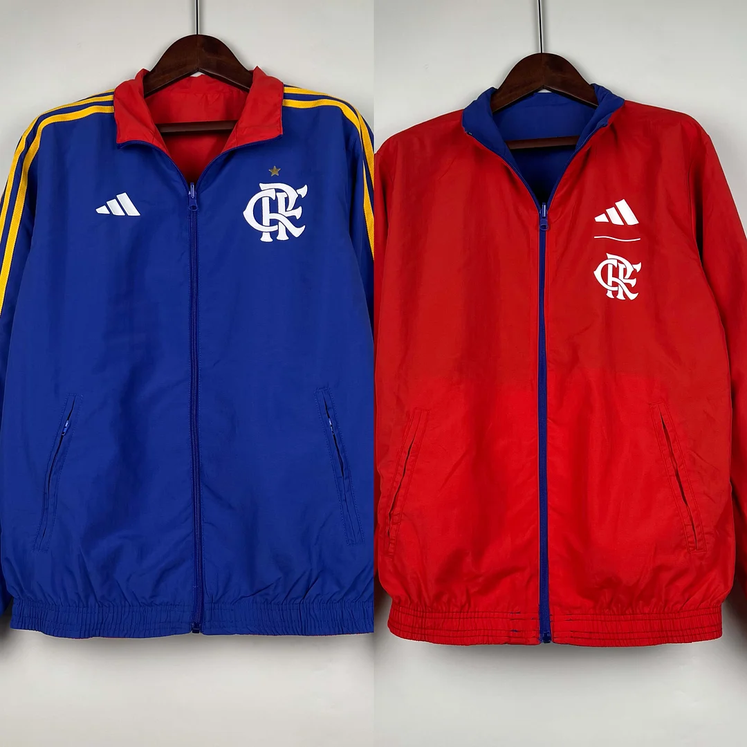 2023-2024 Flamengo Casual Reversible Windbreaker（Blue-red）Soccer Jersey 1:1 Thai Quality