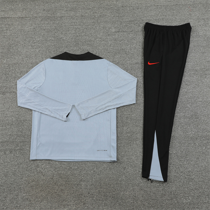 24-25 South Korea Light Gray with Black Half Zipper Training Tracksuit - view 3