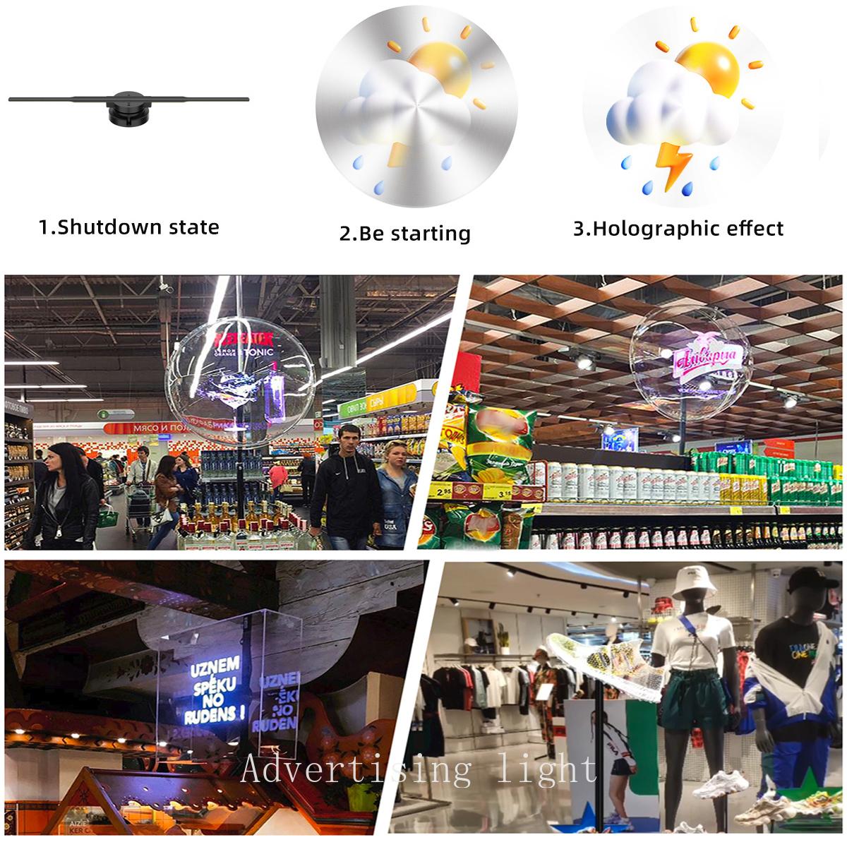 50cm 2 Blades 3D Hologram Projector Fan Led Display Projectors Lamp Sign Holographic Lamp Store Bar Mall Advertising Logo Light
