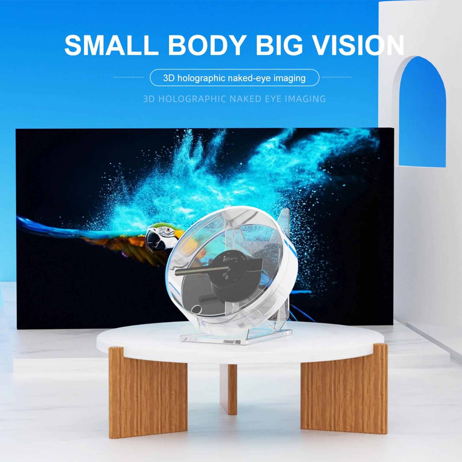 Mini 3D Holographic Projector Fan Desktop LED Advertising Machine Hologram Picture Video Display Remote Control with Stand