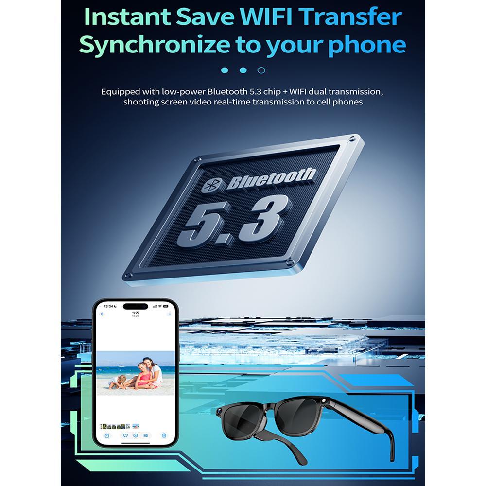 800W Smart AI Glasses Ultra Clear Camera Shootingand Recording Touch Sport Smart Sunglasses Bluetooth Call Video Music Player Phone Wearable Gradient Lenses
