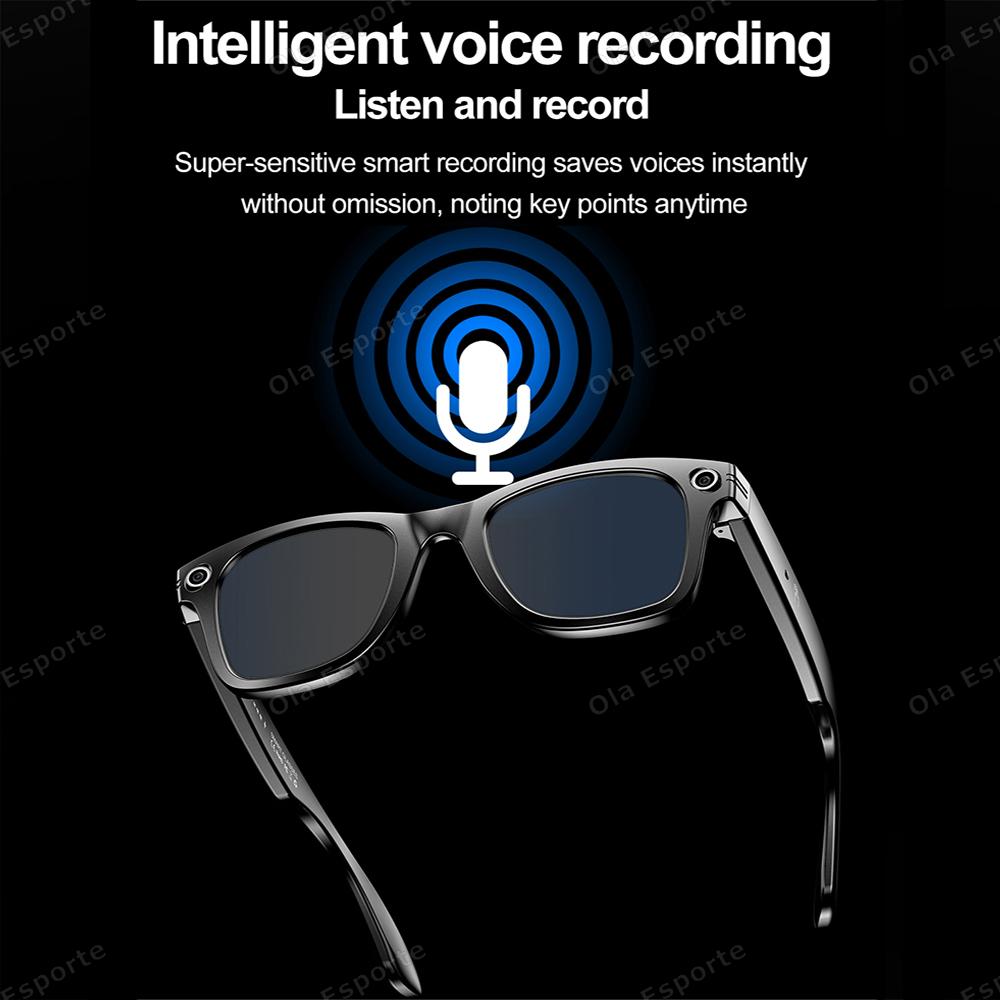 New AI Smart Glasses with Camera Sunglasses Mini Camera Video Recorder Wireless Bluetooth Call Anti-blue Glasses for Man Women Wearable Local Magnetic Bk-Wh