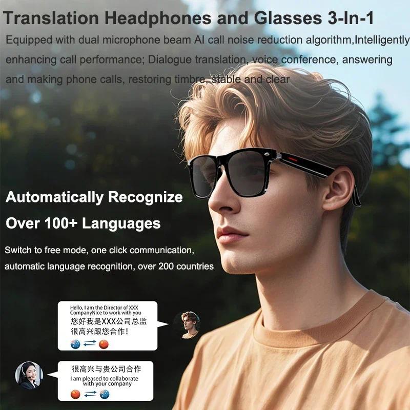 A01 Smart Glasses AI Real-time Translation Bluetooth Call & Voice Assistant Touch Control Glasses with Mic Speaker Earphone Automatic Wearable Water Proof Chargeable - Image 3
