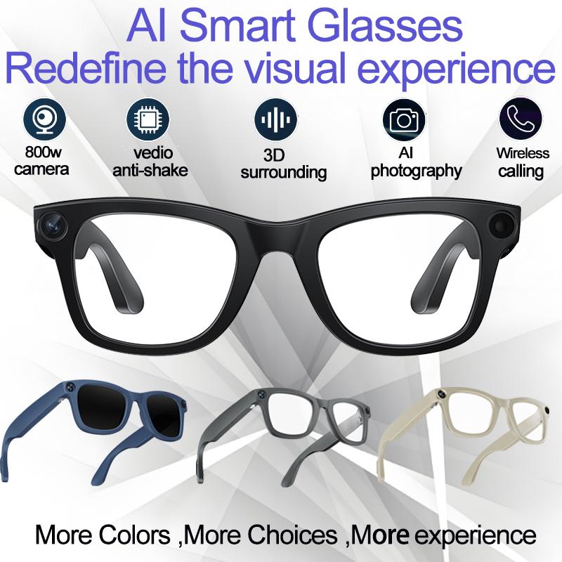 AI Smart Glasses Men Women 800W HD Camera Video Translation Music Touch Outdoor Sports 32GB Ultra Large Battery Smart Glasses Wearable Transparent Lenses - Image 4