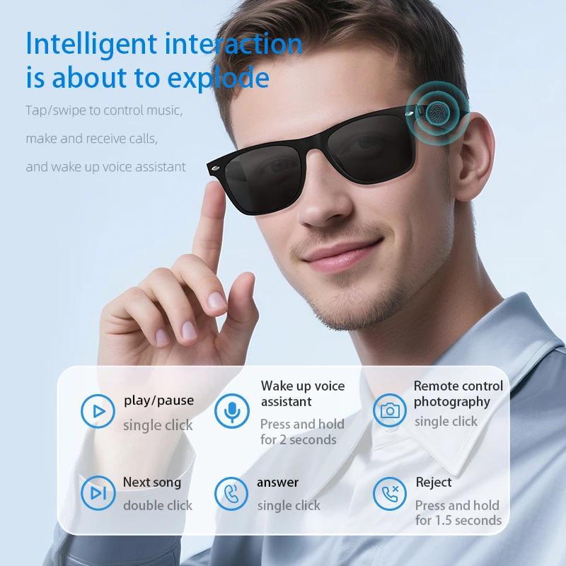 New  Smart Glasses Anti-Blue Light  Polarized Sunglass Music Camera Voice Assistant Outdoor Sports Smart Sunglasses - Image 3