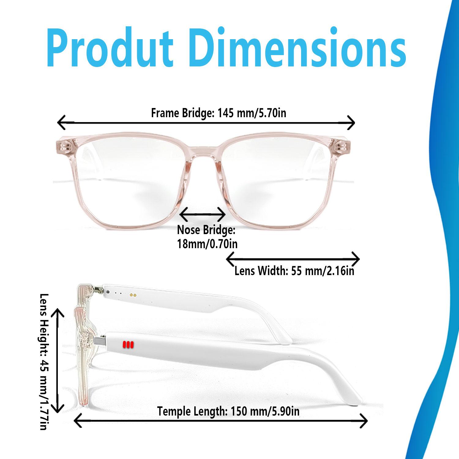 Smart AI translation audio glasses, real-time app translation in over 160 languages, light-sensitive color-changing lenses Wearable White