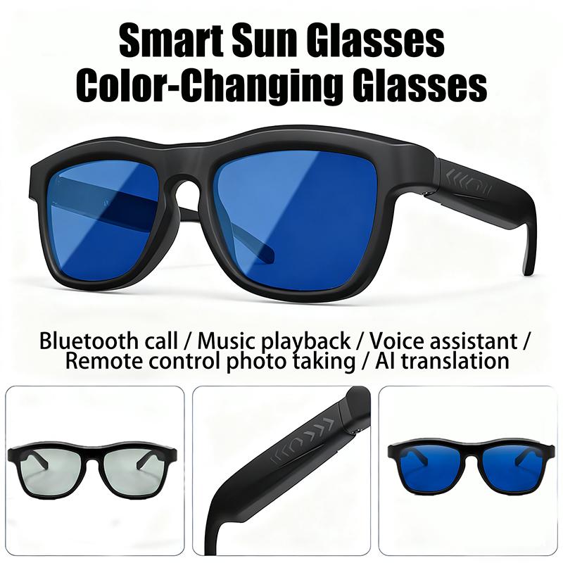 Smart Touch Change Color Sunglasses Men Women AI Translation Wireless Bluetooth Call Eyewear Control Music Photo Taking Shades Automatic Magnetic