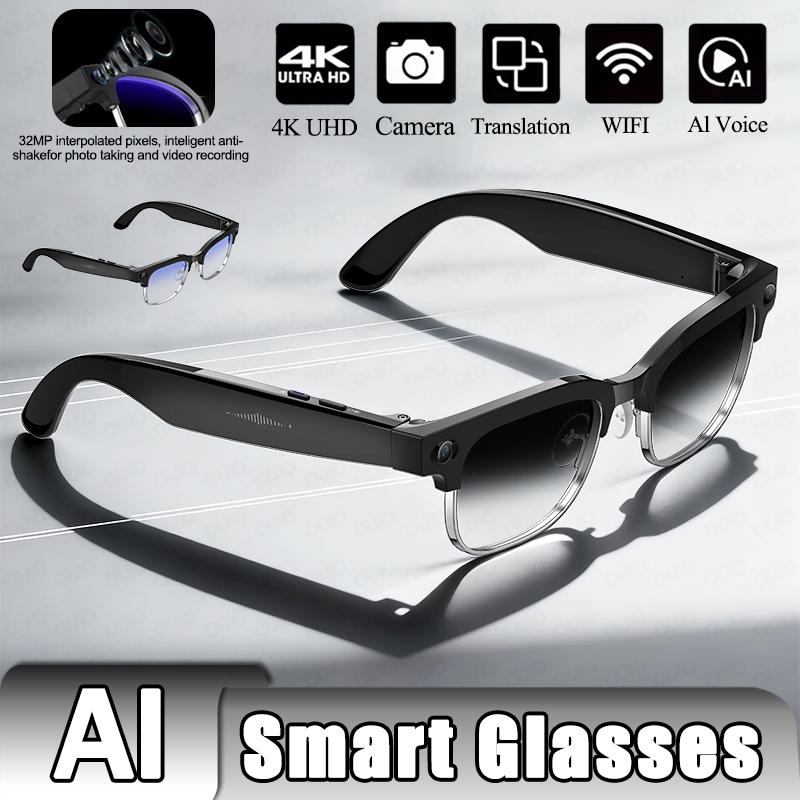 New 800W 4K UHD Camera Smart AI Glasses Recording Videos Photo Recognition Al Voice Translation 290mAh Bluetooth Smart Glasses