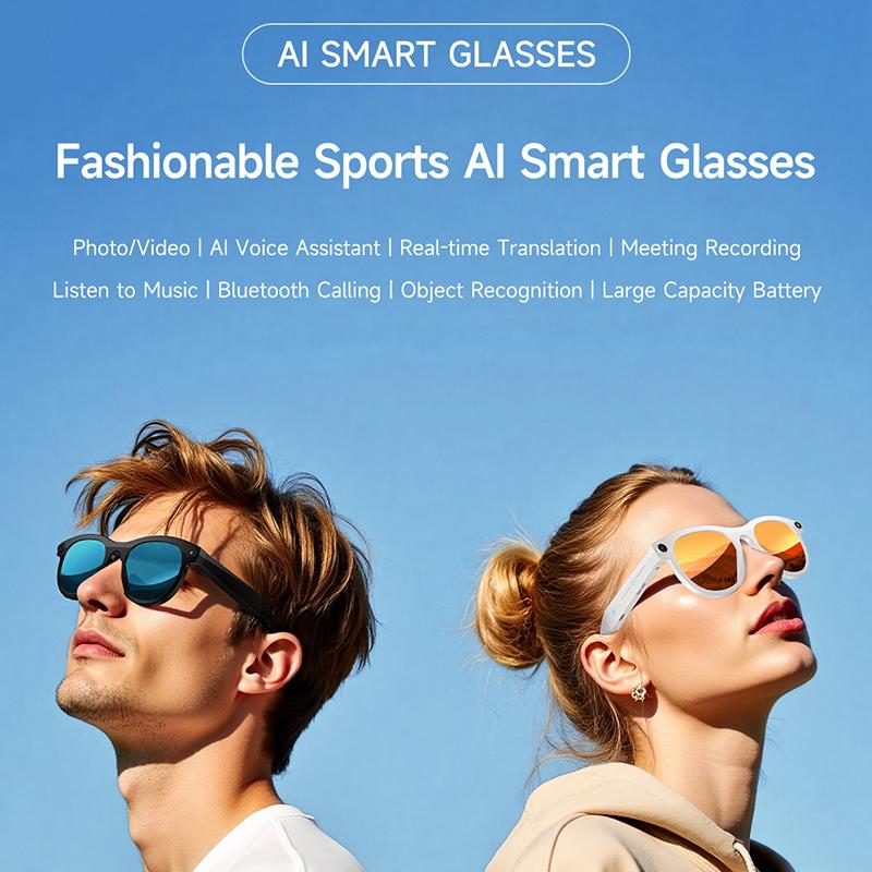 AI smart glasses 8-megapixel recording video photography listening to music recognition answer translation waterproof Bluetooth