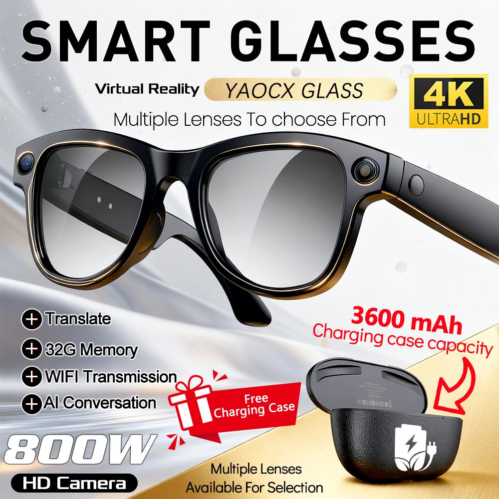 Smart glasses, new in 2026, featuring a camera, video recording, AI learning, image recognition, Bluetooth calling, and voice translation. Sunglasses designed for men and women.