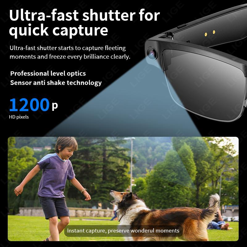 Smart Black Glasses with 8 Million Pixels, Video Recording, AI Photo Recognition, Answer Translation, 270mAh Battery, Latest Bluetooth Technology, Designed for New Usage