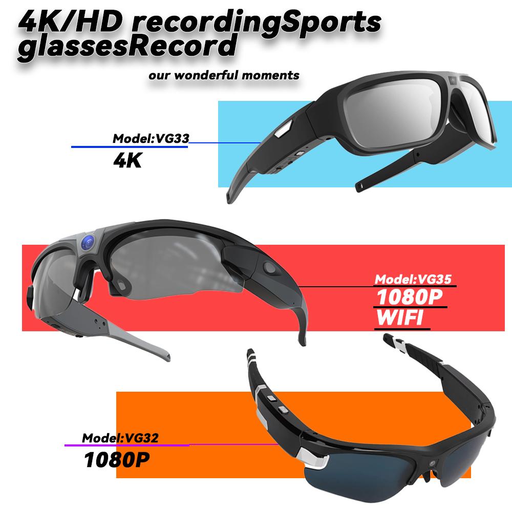 Smart Glasses, FPV HD 4K, WiFi Camera, 1080P Video Recording, Mini Wireless Body Camera, Perfect for Vlogging, Action POV, Sports, Motorcycling, Cycling