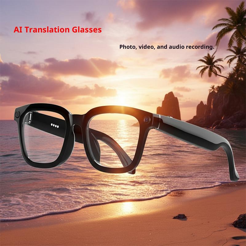 AI Glasses with Camera, Bluetooth, Noise Cancellation, 800W HD Camera, Smart Touch, Music Call, Suitable for Meetings, Translation, Multifunctional