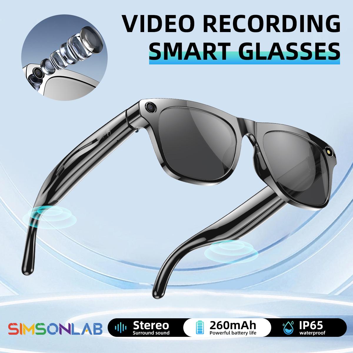 New Smart Glasses Voice Assistant BT Call AI Translation HIFI Headphones HD Anti-shake Camera Lenses Fashion Anti-UV Sunglasses