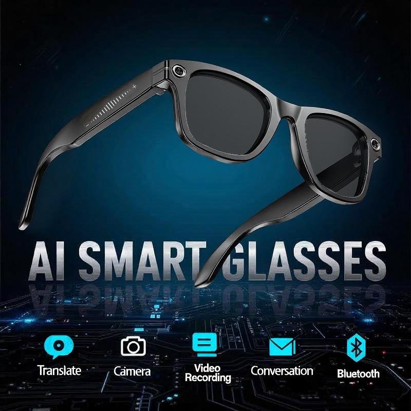 Smart AI Glasses Shooting Camera 1080HD Photo Call Translation Waterproof Bluetooth Sunglasses Touch Control Sun Glasses UV400