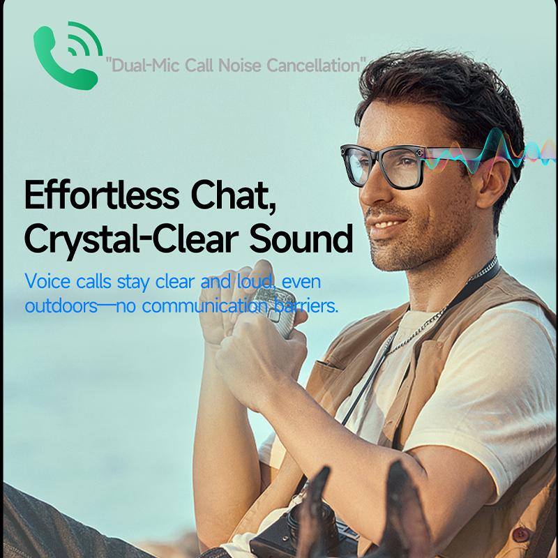 Smart AI Glasses Shooting Camera 1080HD Photo Call Translation Waterproof Bluetooth Sunglasses Touch Control Sun Glasses UV400