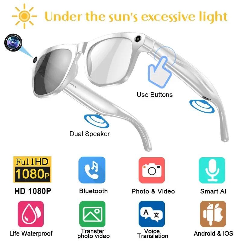 Discover the Revolutionary Features of 4K AI Smart Photochromic Glasses Camera Bluetooth Call Voice Assistant Music Player Translate Multifunction Glasses for Xiaomi